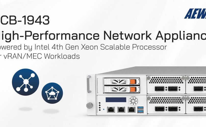 SCB-1943 高效能網路設備，搭載 Intel 第四代 Xeon 可擴展處理器，適用於 vRAN/MEC 工作負載